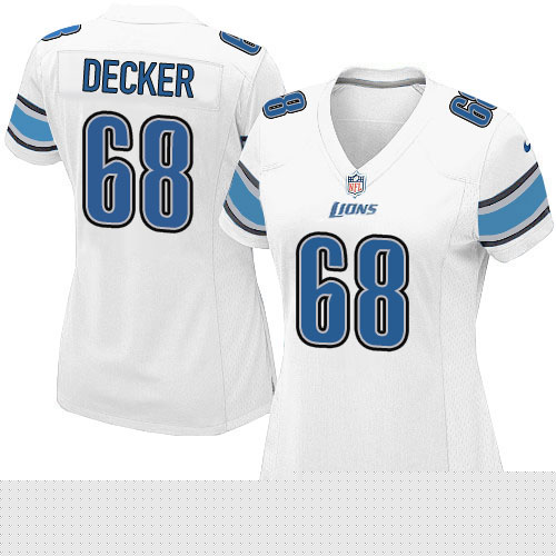 Women's Limited Taylor Decker Nike Jersey White Road - #68 NFL Detroit Lions